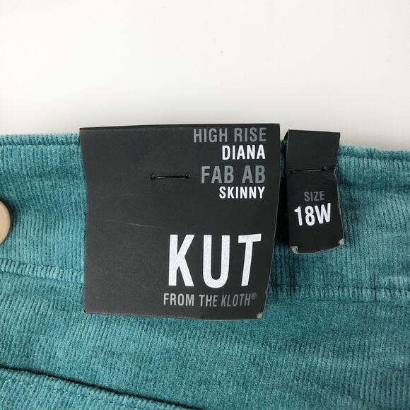 KUT FROM THE KLOTH Diana Skinny Corduroys 18W Spruce Green High Rise Stretch NWT - Picture 5 of 8